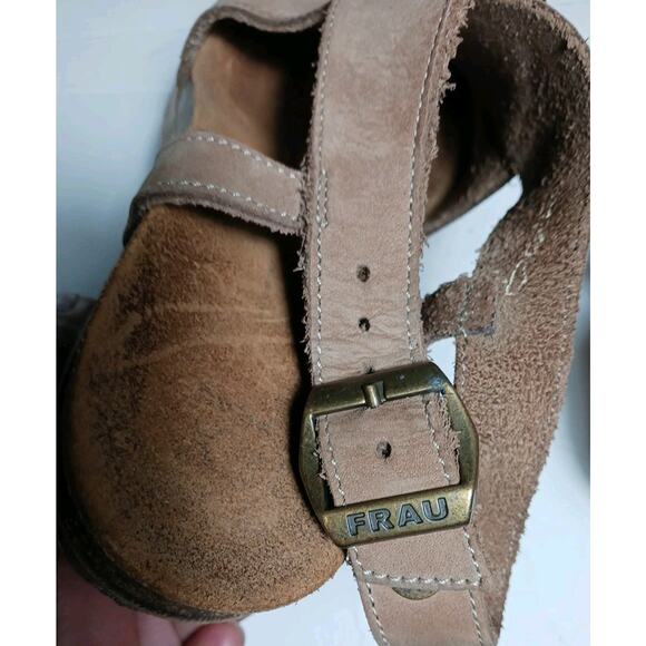 FRAU Platform Wedge Criss Cross Sandals Heels Womens Size 7.5 US 39 Tan Leather - Picture 9 of 11